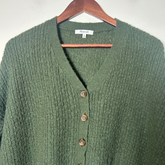 Madewell Forest Green Textured Knit Button Front Cardigan Sweater XS - Picture 3 of 5